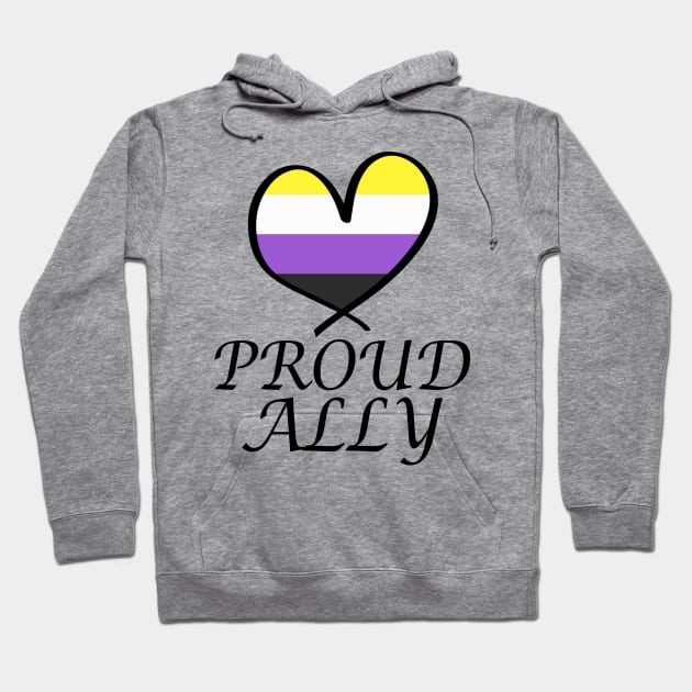 Proud Ally LGBT Gay Pride Month Nonbinary Flag Hoodie by artbypond